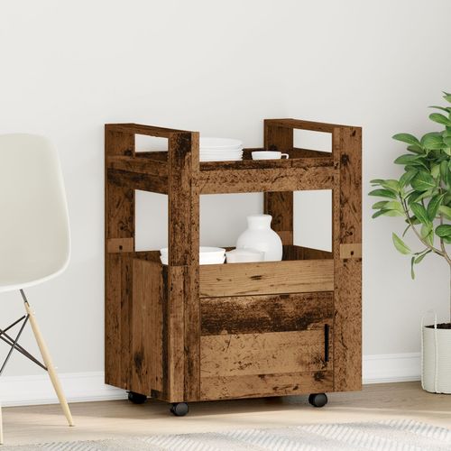 Chariot De Cuisine En Bois Vieilli 60x45x80 Cm En Bois D'ingénierie
