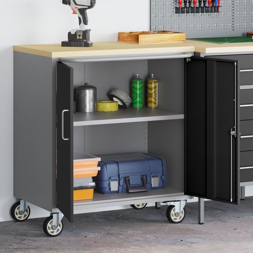 Cabinet à outils vidaXL avec roues et verrou noir 75x45x85 cm en acier