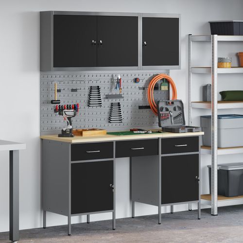 Set De Banc De Travail 8 Pièces En Acier Noir