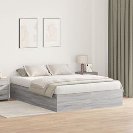 Cadre De Lit De Rangement Vidaxl Gris Sonoma 140x190 Cm