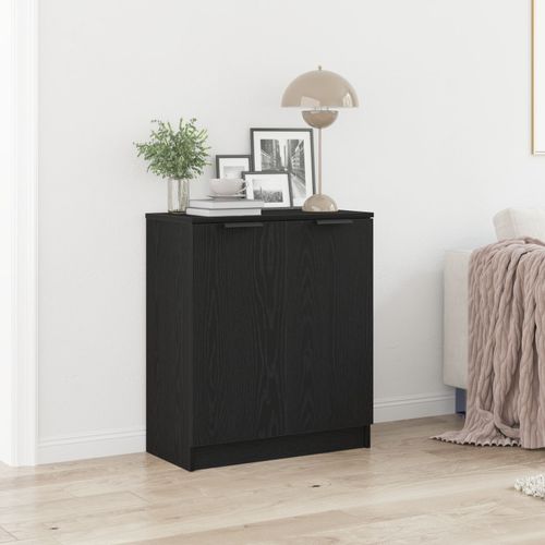Buffet Vidaxl Bois Noir 60x30x70 Cm En Bois D'ingénierie
