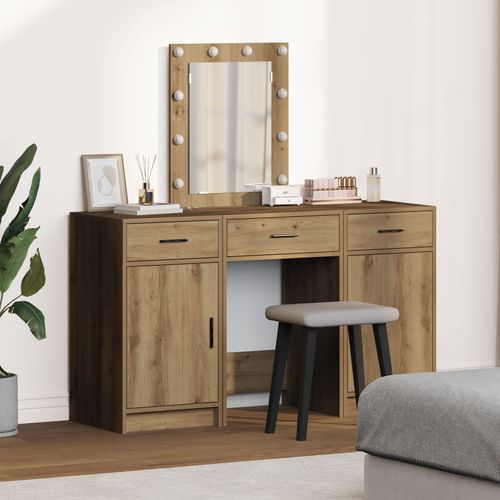 Ensemble De Coiffeuse 3 Pièces Avec Led En Bois D'artisan