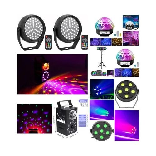 PACK 7 JEUX DE LUMIERE + MACHINE à FUMEE LEDS RGB + PORTIQUE LUMINEUX + ASTROS BALL idéal éclairage de scène pour soirée FESTIVES