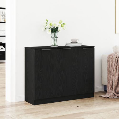 Buffet Vidaxl Noir Chêne 90,5x30x70 Cm Bois D'ingénierie