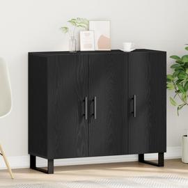 Buffet Vidaxl Avec 3 Portes En Chêne Noir 90x34x80 Cm En Bois D'ingénierie
