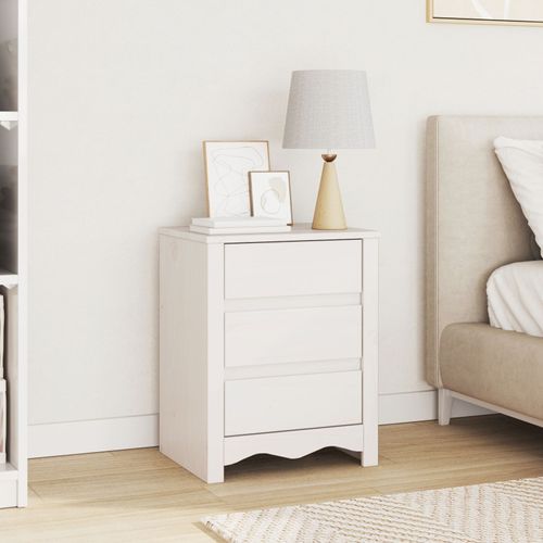 Table De Chevet Vidaxl """"Drammen"""" Blanche 45x35x56 Cm En Bois Massif De Pin