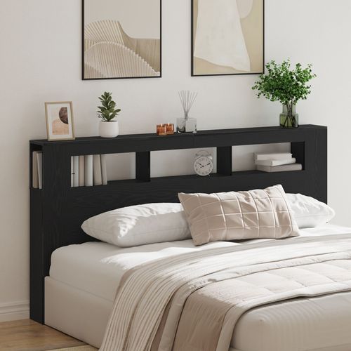 Tête De Lit De Stockage Vidaxl Avec Lumières Led Chêne Noir 200x18,5x103,5 Cm