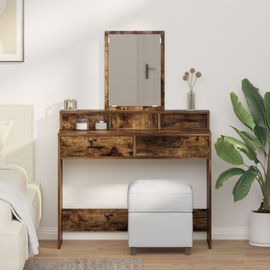 Coiffeuse Vidaxl Avec Tiroirs En Chêne Fumé 100x41x140 Cm