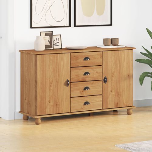 Vidaxl Buffets Et Commodes Brun Bois De Pin Massif Moyen Table Buffet