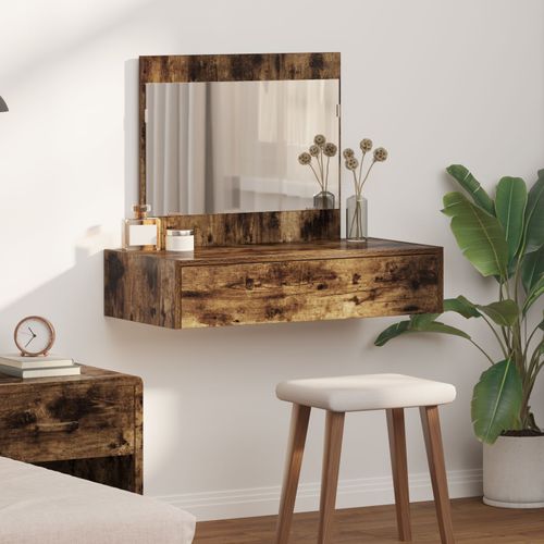 Table De Coiffeuse Murale Vidaxl Chêne Fumé 83x40x70 Cm