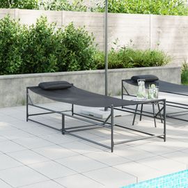 Transat De Jardin Vidaxl Anthracite 200x74x73 Cm Acier Et Textilène