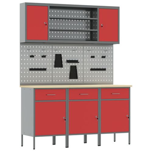 Set De Banc De Travail En Acier Rouge De 7 Pièces Chez Vidaxl