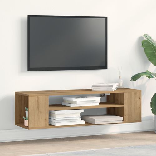 Meuble Tv Mural Vidaxl En Chêne Artisanal 100x30x26,5 Cm En Bois D'ingénierie