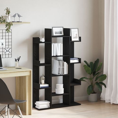 Bibliothèque Vidaxl Noir Chêne 86x25,5x140 Cm En Bois D'ingénierie