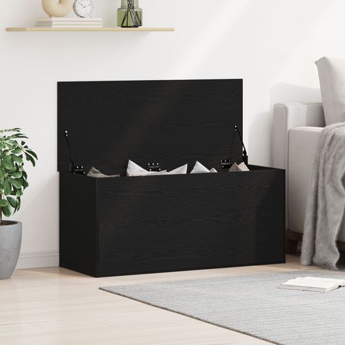Coffre De Rangement Vidaxl Avec Couvercle Chêne Noir 100x42x46 Cm Bois D'ingénierie