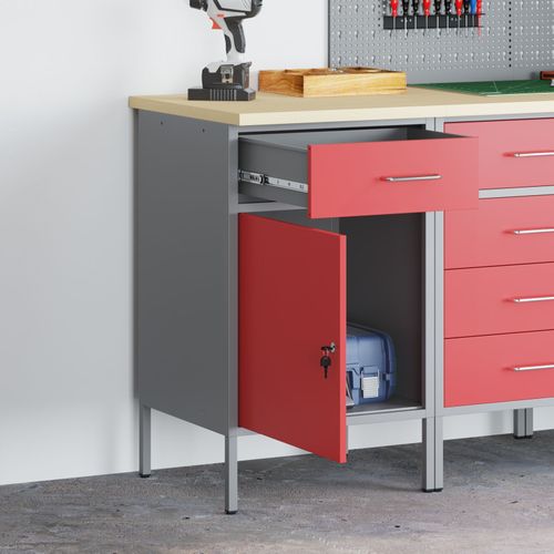 Armoire De Travail Vidaxl Rouge 50x55x84 Cm Acier