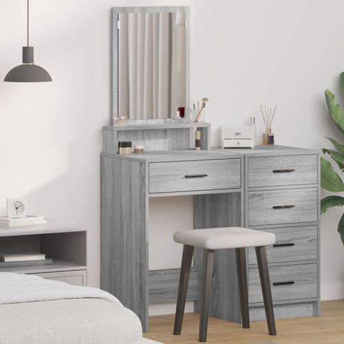 Table De Maquillage Vidaxl Avec Tiroirs Gris Sonoma 50x41x140 Cm