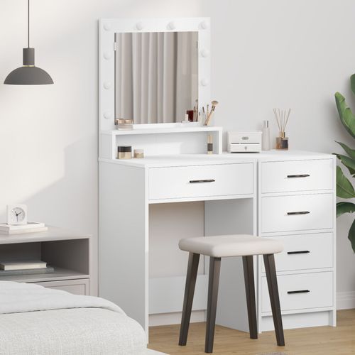 Coiffeuse Vidaxl Avec Des Lumières Led, Blanche - 50x41x135 Cm