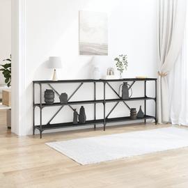 Table Console Vidaxl Noir Chêne 200x30x75 Cm Bois D'ingénierie Et Acier
