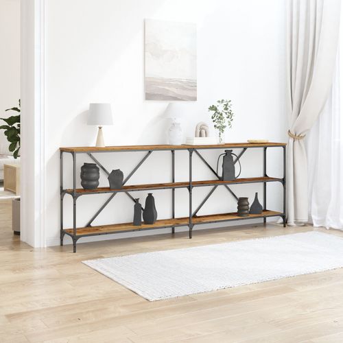Table Console Vidaxl Bois Ancien 200x30x75 Cm Bois Aggloméré Et Acier