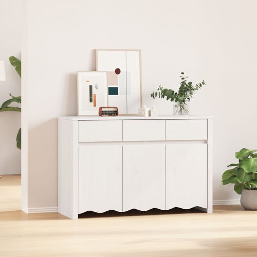 Buffet Vidaxl """"Drammen"""" Blanc 114x43x75,5 Cm En Bois Massif De Pin