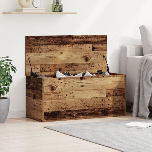 Coffre De Rangement Vidaxl Avec Couvercle En Vieux Bois 100x42x46 Cm En Bois Reconstitué