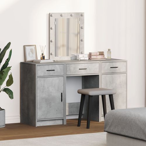 Ensemble De Coiffeuse 3 Pièces Avec Led En Bois D'ingénierie Gris Béton