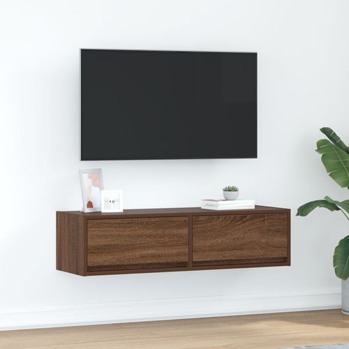 Meuble Tv Vidaxl Marron Chêne 100x31x25,5 Cm Bois D'ingénierie