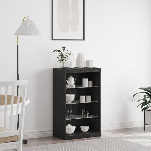 Buffet Vidaxl Avec Lumières Led Chêne Noir 60,5x37x100 Cm