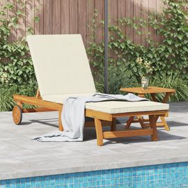 Transat Sur Roues Vidaxl Avec Une Table Et Un Coussin En Acacia Solide