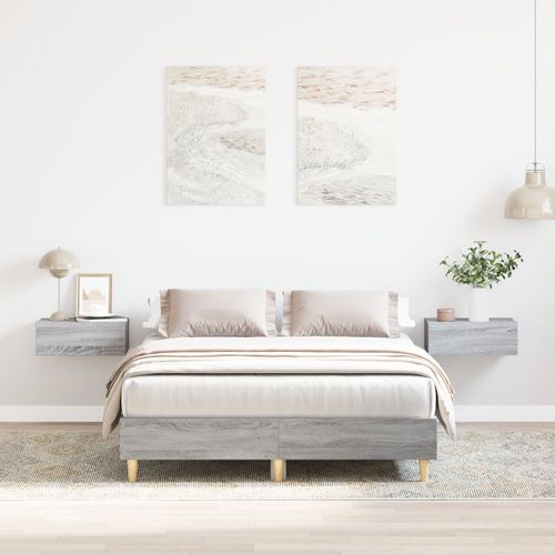 Cadre De Lit Vidaxl 120x190 Cm Gris Sonoma En Bois Aggloméré