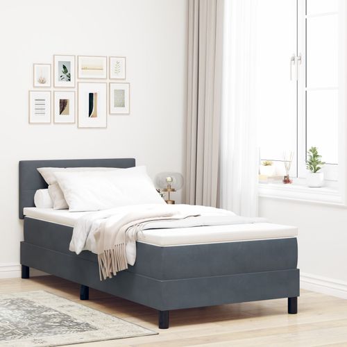 Lit Boxspring Vidaxl Avec Matelas Et Led Gris Foncé 90x200 Cm En Velours