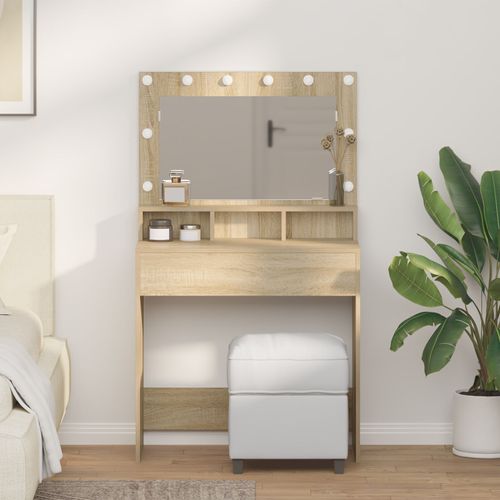 Coiffeuse Vidaxl Avec Lumières Led En Chêne Sonoma 79x41x135 Cm