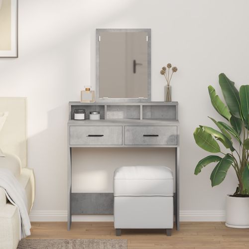 Table De Maquillage Vidaxl Avec Tiroirs Gris Béton 79x41x140 Cm