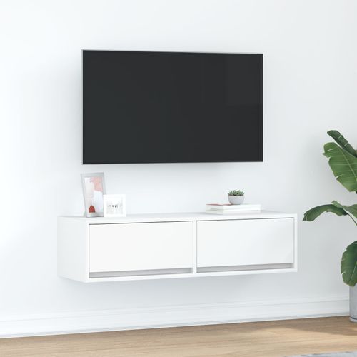 Meuble Tv Vidaxl Blanc 100x31x25,5 Cm En Bois D'ingénierie