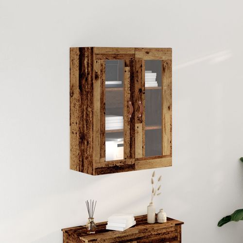 Armoire Murale Vidaxl Avec Portes En Verre Bois Ancien 69,5x34x90 Cm