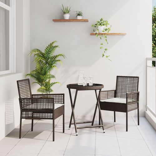Ensemble De Bistro De Jardin 3 Pièces Vidaxl Avec Coussins En Poly Rotin Marron