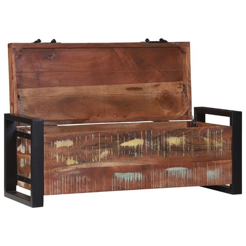 Coffres De Rangement Vidaxl 80x30x30cm En Bois Récupéré Massif Et Métal