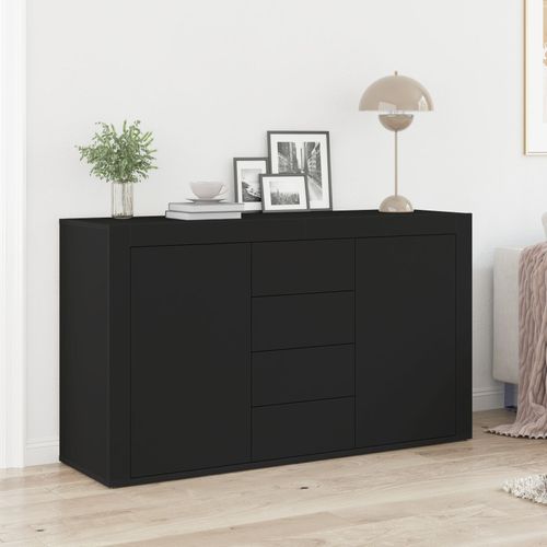 Buffet Vidaxl Noir Bois D'ingénierie 120 X 36 X 69 Cm Rangement Buffet