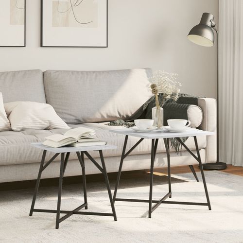 Table D'appoint Vidaxl 2 Pcs Gris Sonoma En Bois Reconstitué Et Métal