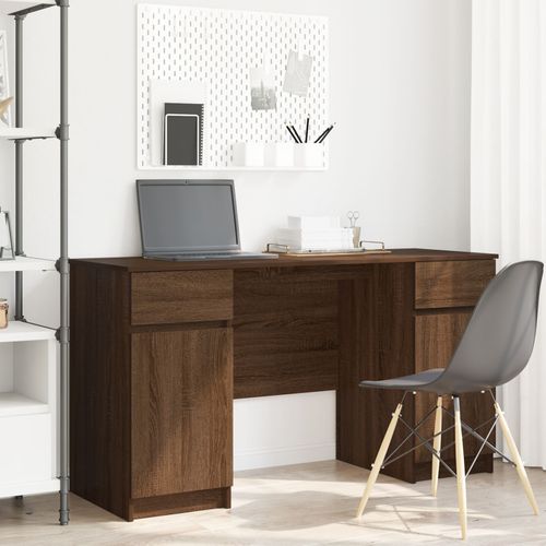 Bureau Vidaxl Marron En Chêne 140x49x76 Cm En Bois D'ingénierie