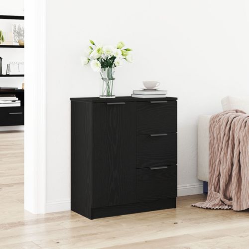 Buffet En Chêne Noir Vidaxl 60x30x70 Cm En Bois D'ingénierie