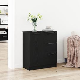 Buffet En Chêne Noir Vidaxl 60x30x70 Cm En Bois D'ingénierie