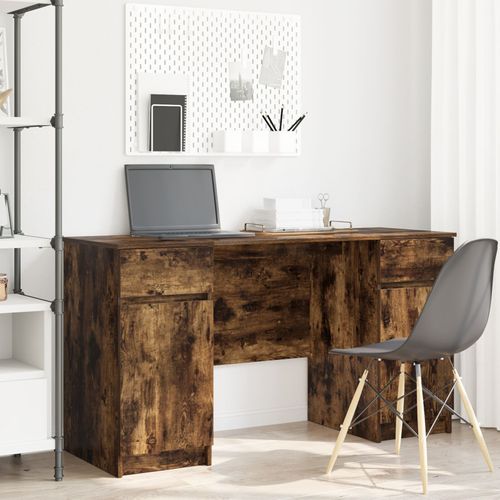Bureau Vidaxl Chêne Fumé 140x49x76 Cm Bois D'ingénierie