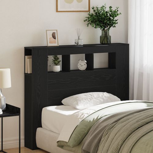 Tête De Lit De Rangement Vidaxl Avec Lumières Led Chêne Noir 120x18,5x103,5 Cm