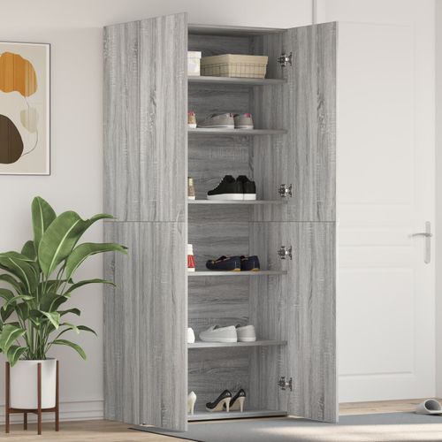 Armoire À Chaussures Vidaxl Gris Sonoma Bois D'ingénierie Durable