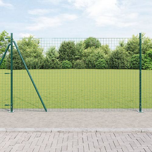 Vidaxl Poteaux De Clôture Ensemble De 52 Vert Béton, Acier