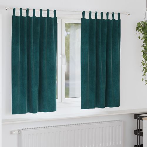 Rideaux Occultants Vidaxl Avec Boucles De Suspension 2 Pcs Velours Vert Foncé