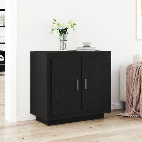 Buffet Vidaxl Noir Chêne 80x40x75 Cm Bois D'ingénierie