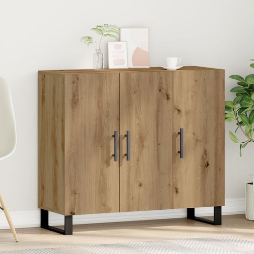 Buffet Vidaxl Avec 3 Portes Chêne Artisan 90x34x80 Cm Bois D'ingénierie